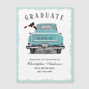 Anúncio de graduação Caminhão Azul Vintage 202