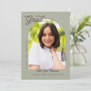 Anúncio de Graduação com Borla em Sage com Foto