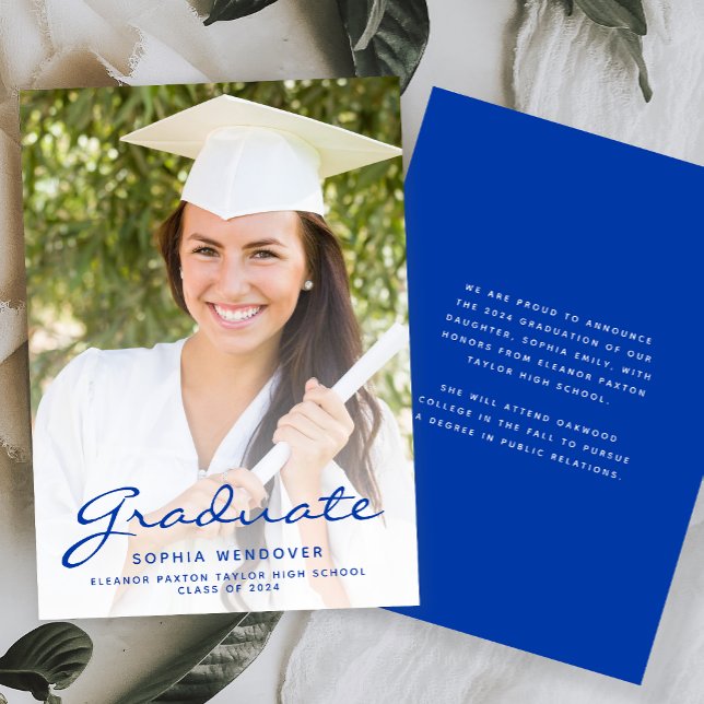 Anúncio de Graduação com Foto Azul e Branco em Scr (Criador carregado)