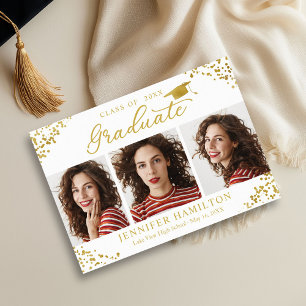 Anúncio de Graduação com Foto Confete Dourado Bran