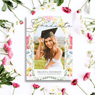 Anúncio de Graduação com Foto de Arco de Flor Silv