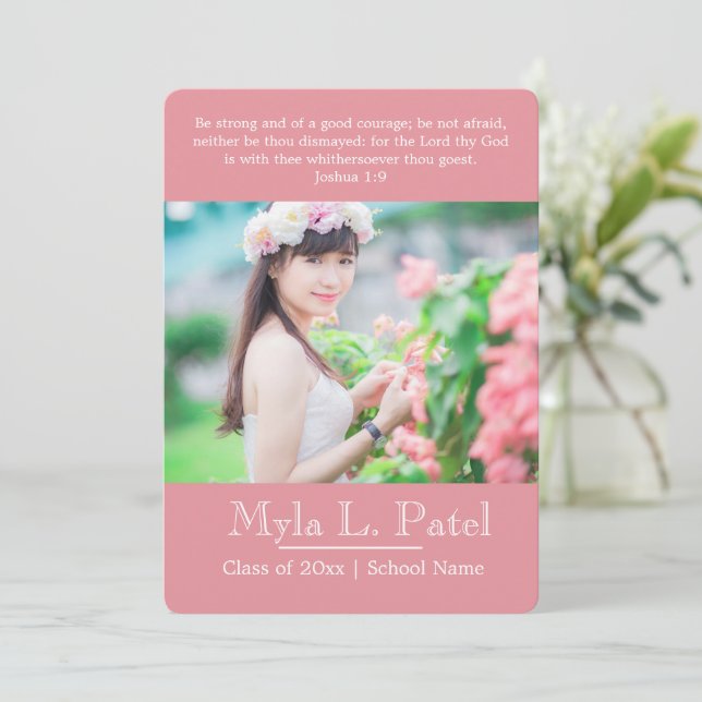 Anúncio de Graduação com Foto de Escritura Cristã/ (Em pé/Frente)