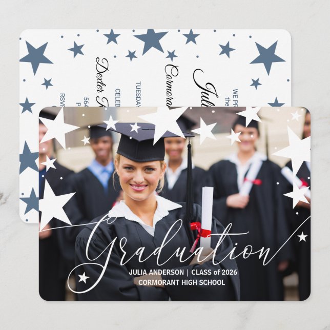 Anúncio de graduação com foto de Formando de estre (Frente/Verso)