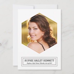 Anúncio de Graduação com Foto de Hexágono Moderno 