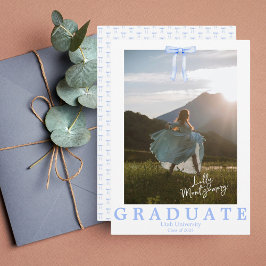 Anúncio de Graduação com Foto e Fita Azul Coquette