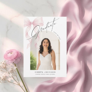Anúncio de Graduação com Foto e Laço Rosa Elegante