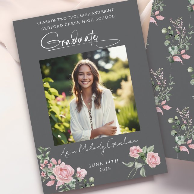 Anúncio de Graduação com Foto e Script de Rosas Co (Criador carregado)