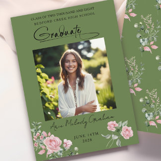 Anúncio de Graduação com Foto e Script de Rosas Ro