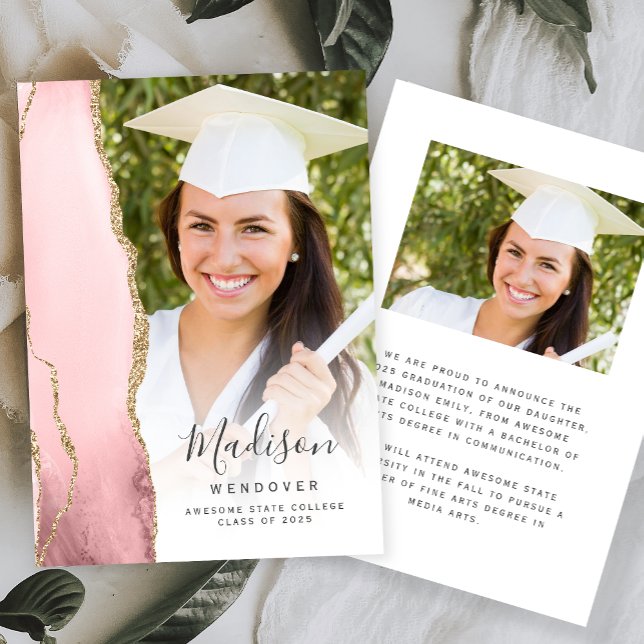 Anúncio de Graduação com Foto em Ágata Blush Gold (Criador carregado)