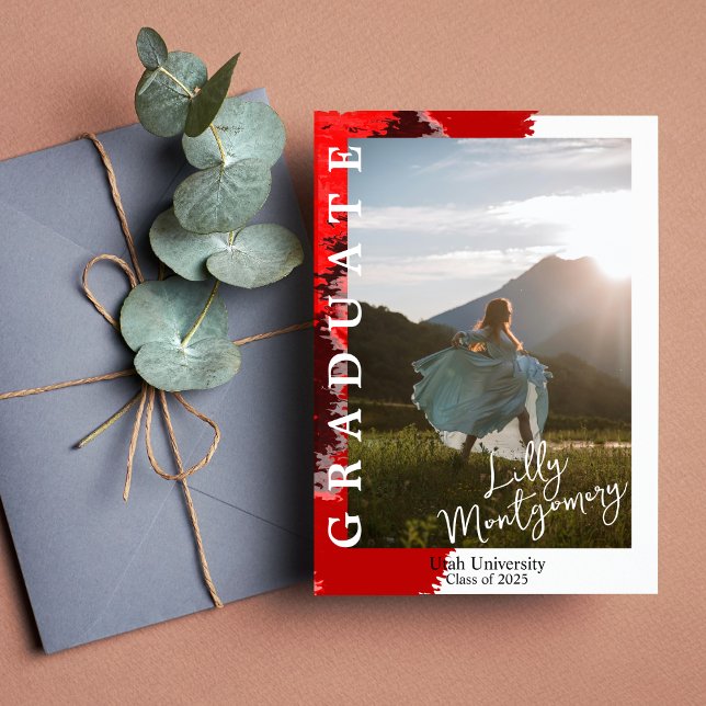 Anúncio de Graduação com Foto em Mármore Vermelho  (Criador carregado)