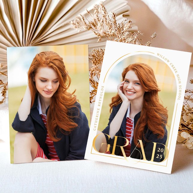 Anúncio de Graduação com Foto em Ouro Moderno (Criador carregado)