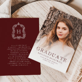 Anúncio de Graduação com Foto Monograma Bordeaux