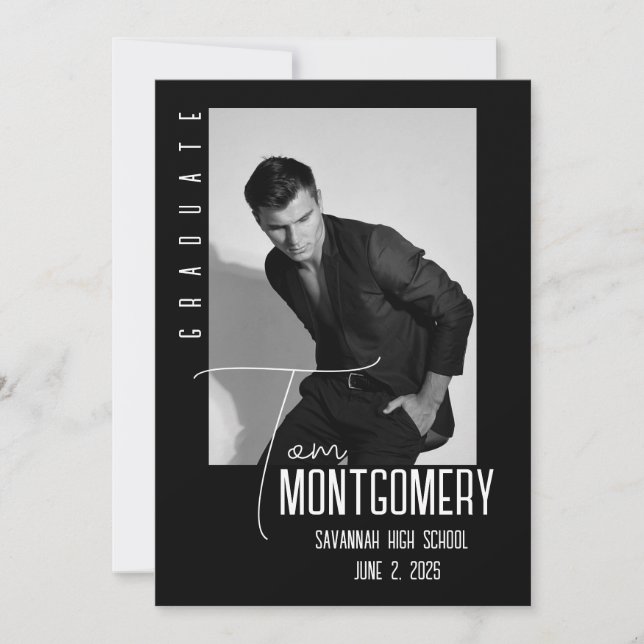 Anúncio de Graduação com Foto Preta Simples (Frente)