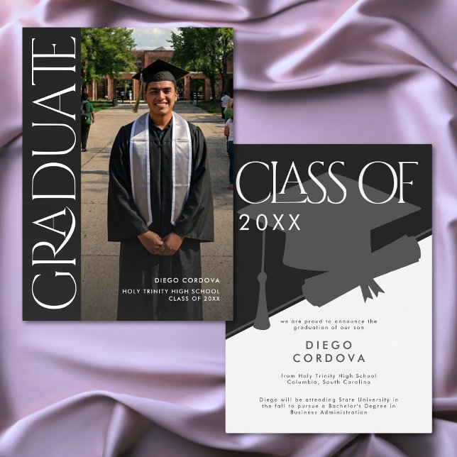 Anúncio de Graduação com Foto Preto e Branco Moder (Criador carregado)