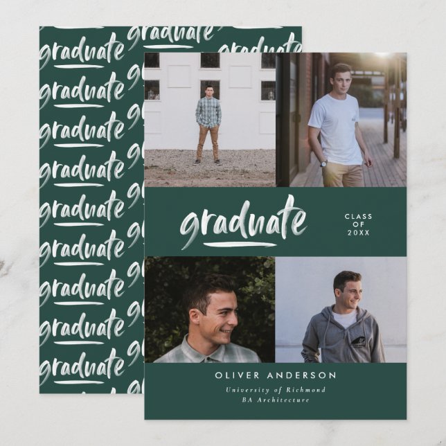 Anúncio de Graduação com Múltiplas Fotos em Script (Frente/Verso)