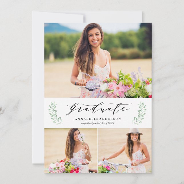 Anúncio de Graduação com Múltiplas Fotos Folhas de (Frente)