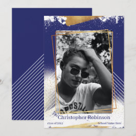 Anúncio de Graduação com Quadro Marinho e Dourada