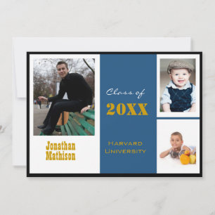 Anúncio de Graduação Convite de Foto Azul