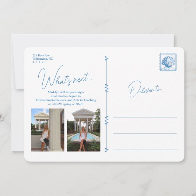 Anúncio de Graduação Costeira com Moldura Floral A (Verso)