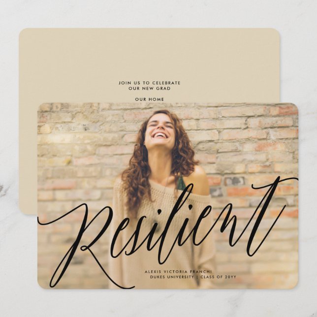 Anúncio de Graduação Cursiva Resiliente (Frente/Verso)