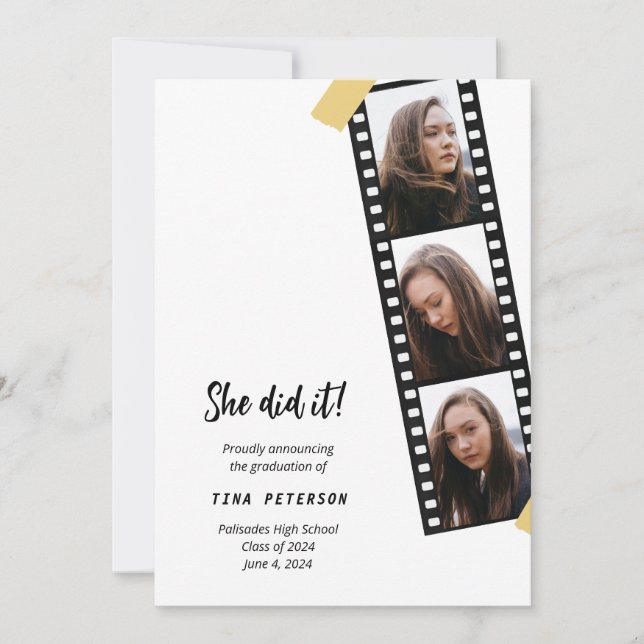 Anúncio de Graduação da Colagem de Fotos na Faixa  (Frente)