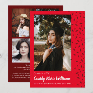 Anúncio de Graduação da Confetti Vermelha Maroon