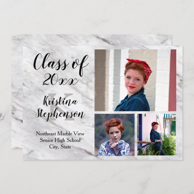 Anúncio de Graduação da Escola de Foto Marble 3 (Frente/Verso)