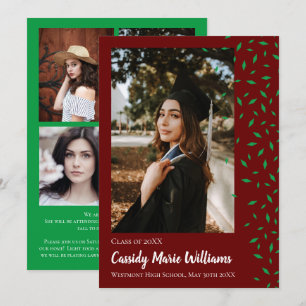 Anúncio de Graduação da Maroon Confetti Verde