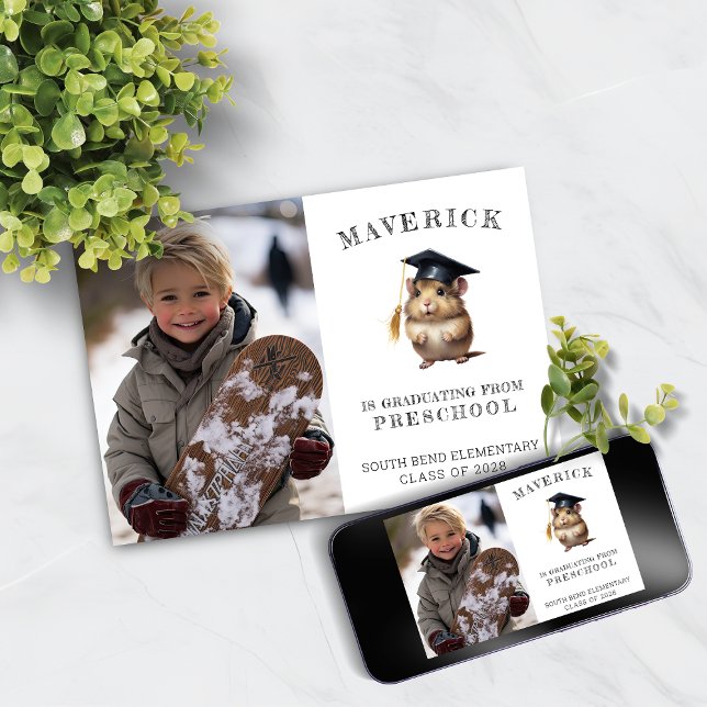 Anúncio de Graduação da Pré-escola de Hamster Cute (Criador carregado)