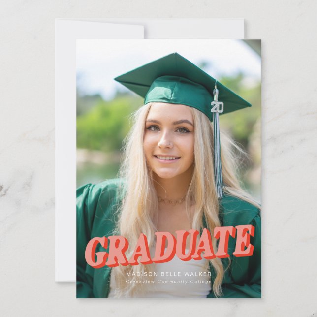 Anúncio de Graduação da Tipografia Retro Peach (Frente)