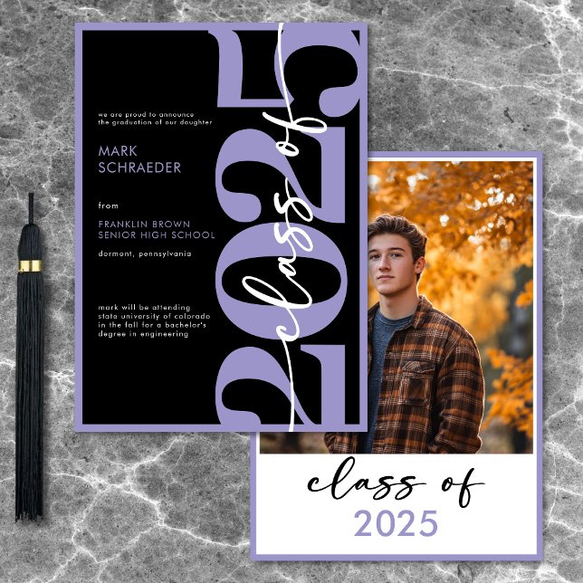 Anúncio de Graduação da Tipografia Roxa Moderna (Modern Purple Typography Graduation Announcement)