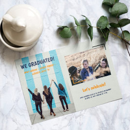 Anúncio de Graduação de Amigos Duas Fotos