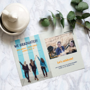 Anúncio de Graduação de Amigos Duas Fotos