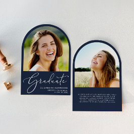 Anúncio de Graduação de Azul com Foto em Arch Eleg