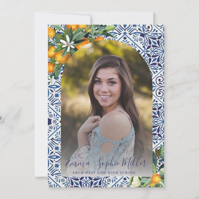 Anúncio de graduação de azulejos azuis (Verso)