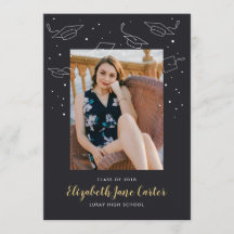 Anúncio de Graduação de bonés e Confetti