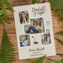 Anúncio de Graduação de Colagem de Fotos Rustic 3