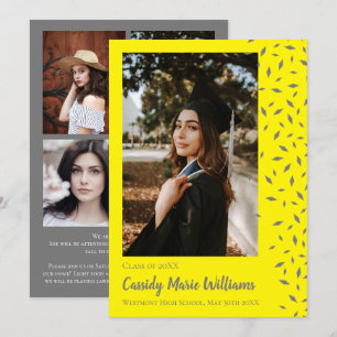 Anúncio de Graduação de Confetti Amarelo cinza