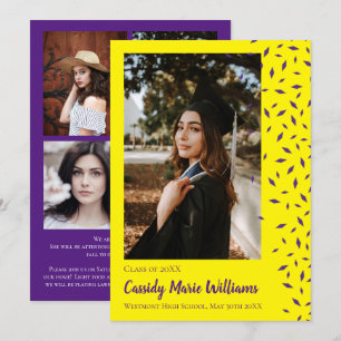 Anúncio de Graduação de Confetti Amarelo Roxo