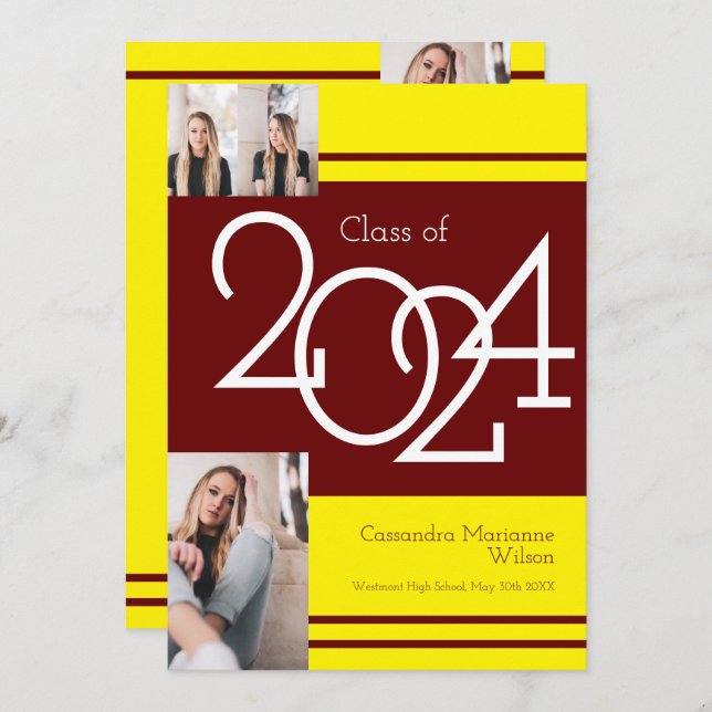 Anúncio de Graduação de Cor da Escola Amarela Maro (Frente/Verso)