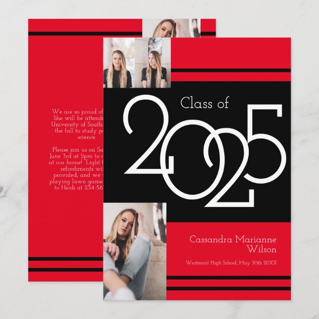 Anúncio de Graduação de Cores da Escola Vermelha N (Frente/Verso)