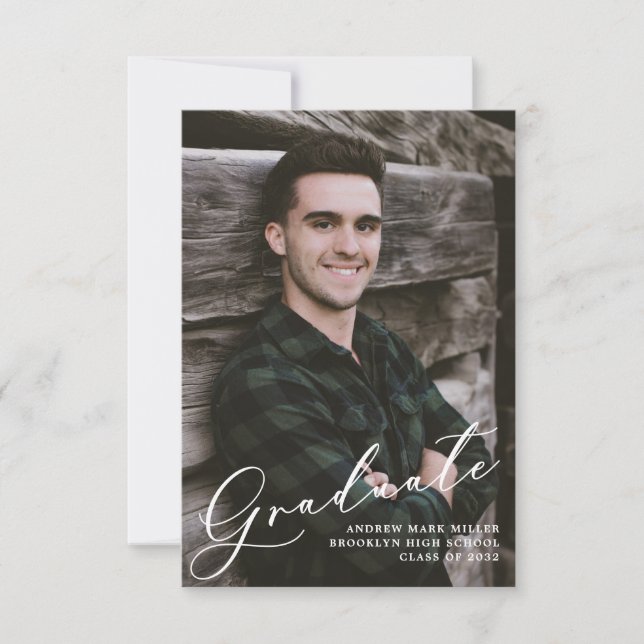 Anúncio de Graduação de Duas Fotografias Modernas  (Frente)