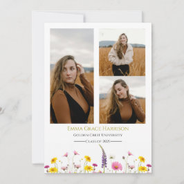 Anúncio de Graduação de Flores Selvagens com Fotos