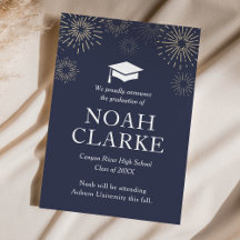 Anúncio de Graduação de Fogos de Artifício Moderno