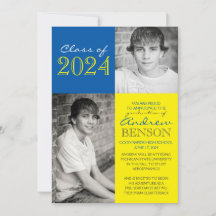 Anúncio de Graduação de Foto Azul 2 Amarelo e Med