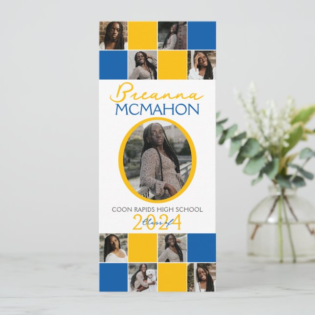 Anúncio de Graduação de Foto Azul e Dourado 9 (Em pé/Frente)