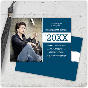 Anúncio de Graduação de Foto Azul Profundo Negrito