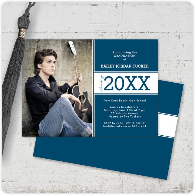 Anúncio de Graduação de Foto Azul Profundo Negrito (Criador carregado)