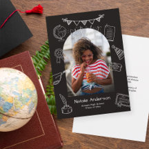 Anúncio de Graduação de Foto com Arco Preto Desenh