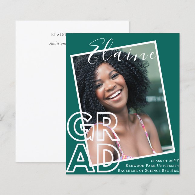 Anúncio de Graduação de FOTO de Sobreposição de FO (Frente/Verso)